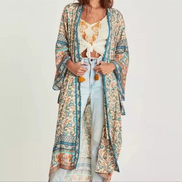Heather Blue Whispy Print Kimono - Picture 8 of 9